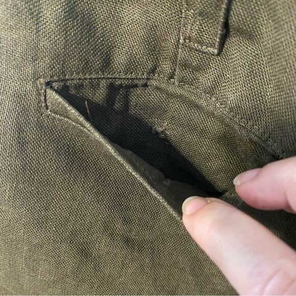 Talbots Green Chinos Relaxed Fit Lightweight 100% Irish linen size 16W - Picture 12 of 16